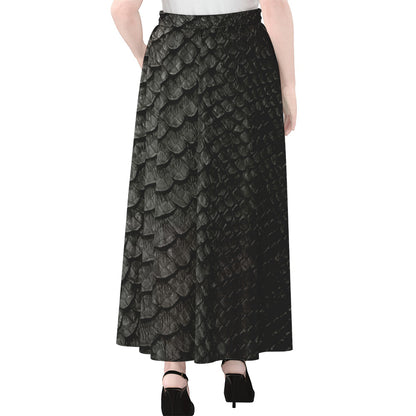 Black Snakeskin Print Chiffon Maxi Skirt