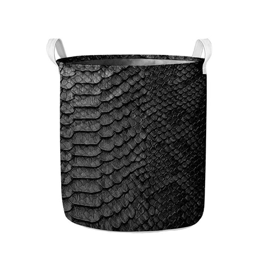 Black Snakeskin Print Collapsible Laundry Basket