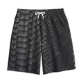 Black Snakeskin Print Cotton Shorts