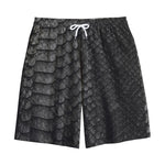 Black Snakeskin Print Cotton Shorts