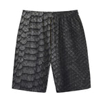 Black Snakeskin Print Cotton Shorts