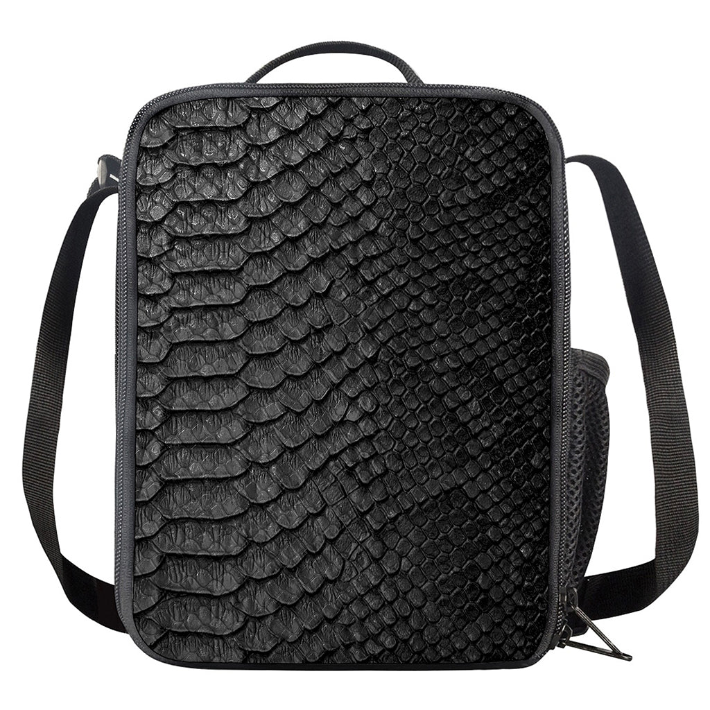 Black Snakeskin Print Crossbody Lunch Bag