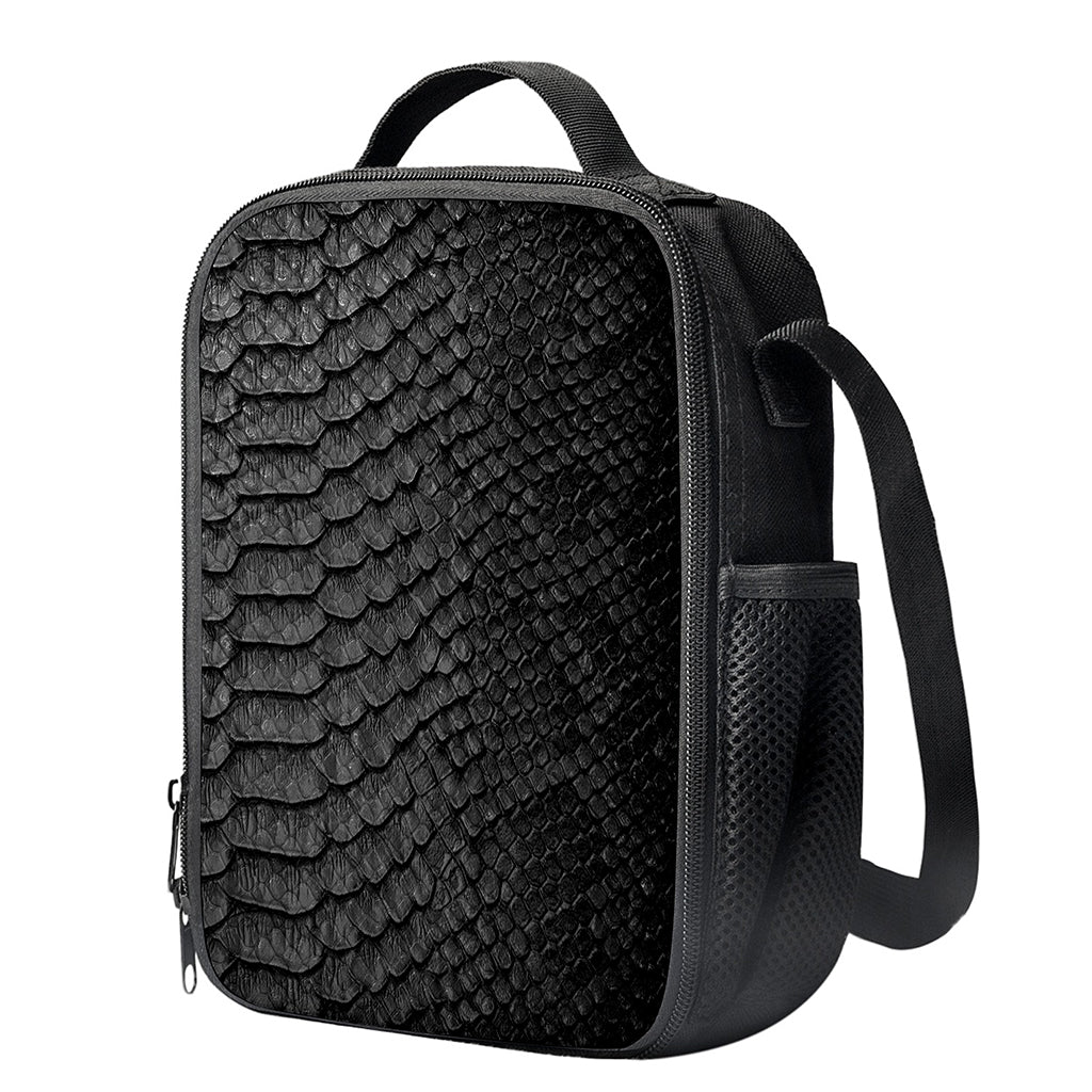 Black Snakeskin Print Crossbody Lunch Bag