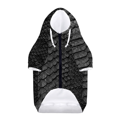 Black Snakeskin Print Dog Zip Up Hoodie