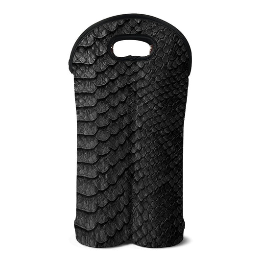 Black Snakeskin Print Double Neoprene Wine Tote