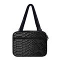 Black Snakeskin Print Double Strap Bible Bag