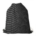 Black Snakeskin Print Drawstring Bag