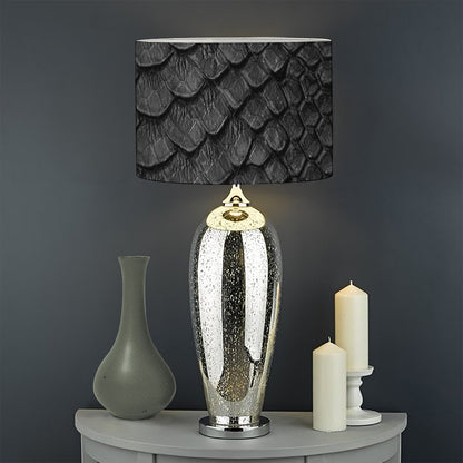 Black Snakeskin Print Drum Lamp Shade