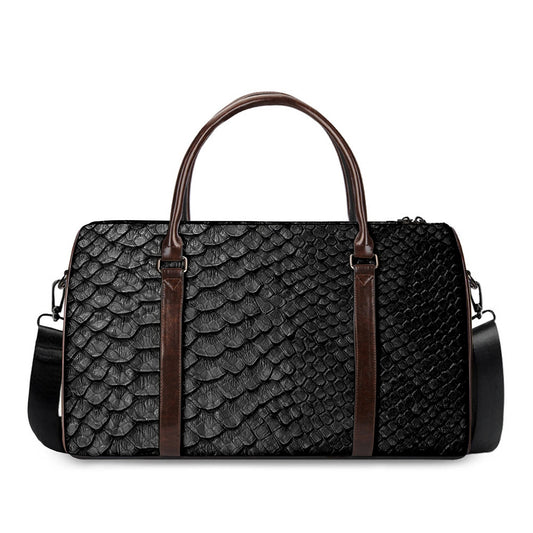 Black Snakeskin Print Duffle Bag