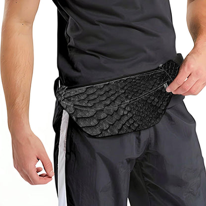 Black Snakeskin Print Fanny Pack