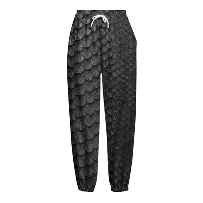 Black Snakeskin Print Fleece Lined Knit Pants