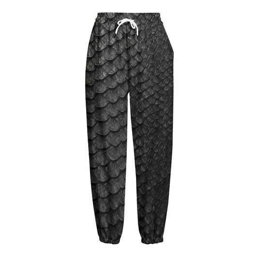 Black Snakeskin Print Fleece Lined Knit Pants