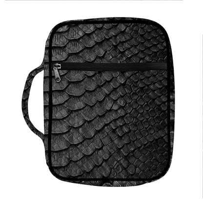 Black Snakeskin Print Front Pocket Bible Bag