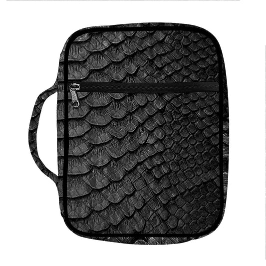 Black Snakeskin Print Front Pocket Bible Bag
