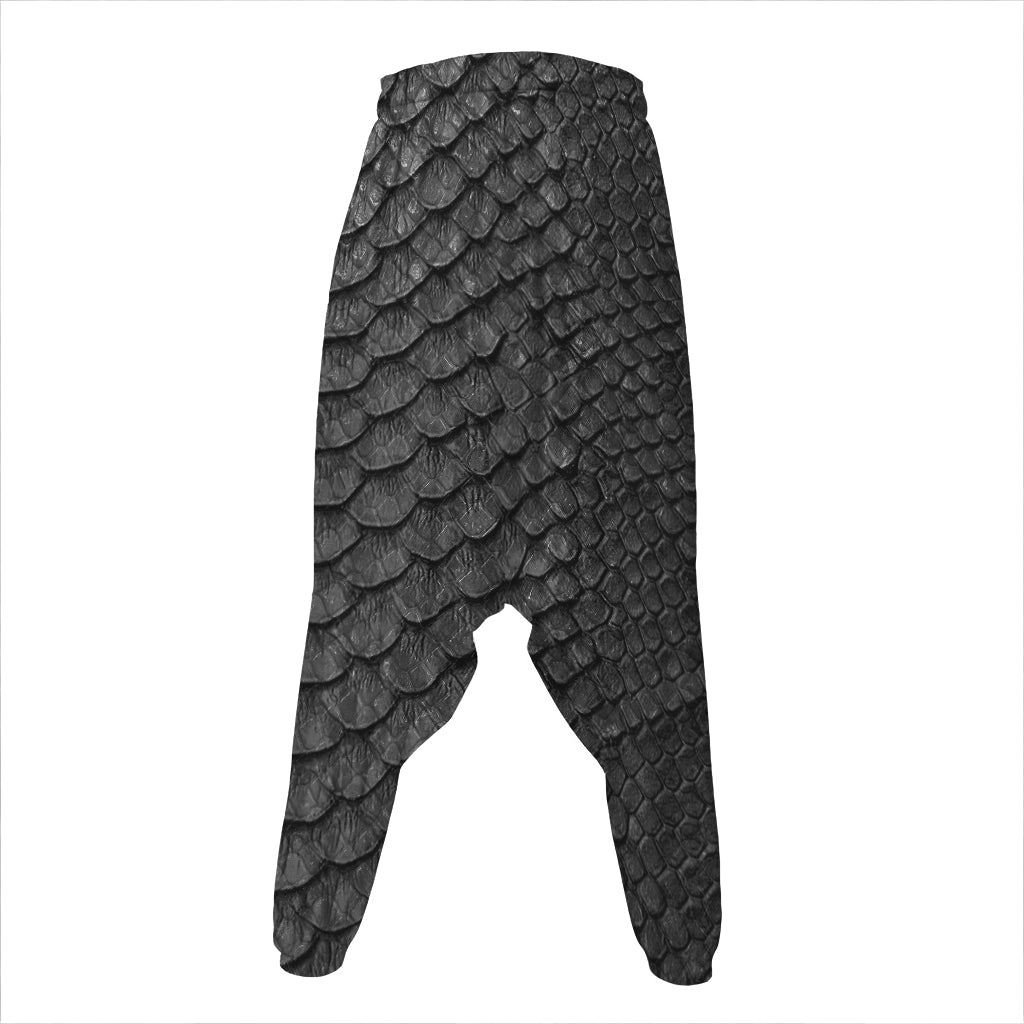Black Snakeskin Print Hammer Pants