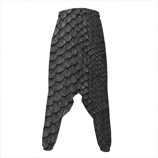 Black Snakeskin Print Hammer Pants