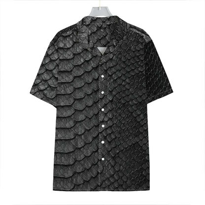 Black Snakeskin Print Hawaiian Shirt
