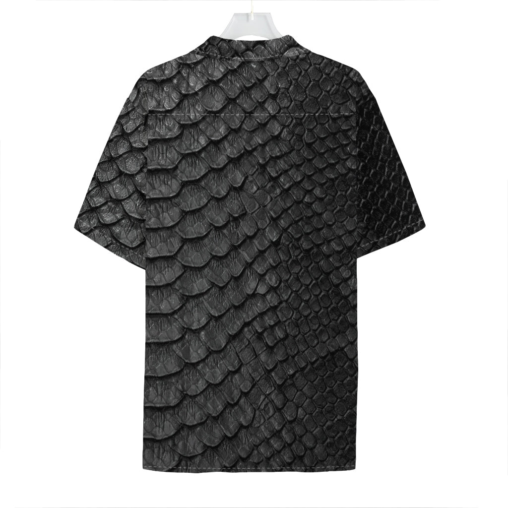 Black Snakeskin Print Hawaiian Shirt