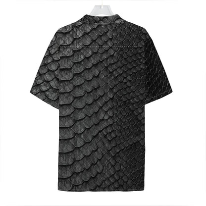 Black Snakeskin Print Hawaiian Shirt