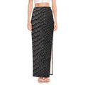 Black Snakeskin Print High Slit Maxi Skirt