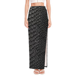 Black Snakeskin Print High Slit Maxi Skirt