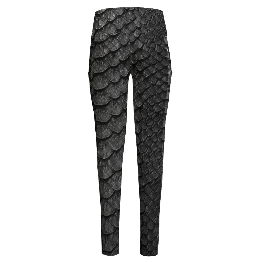 Black Snakeskin Print High-Waisted Pocket Leggings
