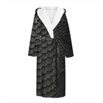 Black Snakeskin Print Hooded Bathrobe