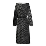 Black Snakeskin Print Hooded Bathrobe