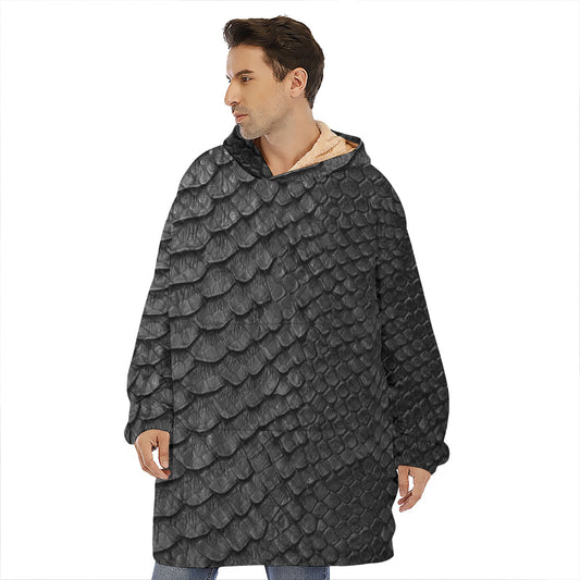 Black Snakeskin Print Hoodie Blanket