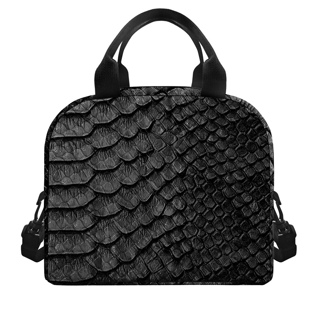 Black Snakeskin Print Insulated Lunch Bag
