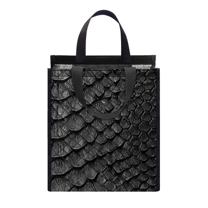 Black Snakeskin Print Insulated Lunch Tote
