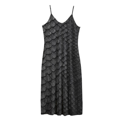 Black Snakeskin Print Jersey Midi Cami Dress