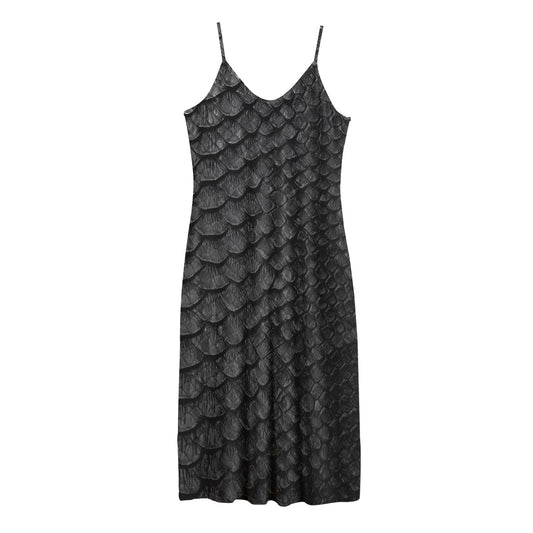 Black Snakeskin Print Jersey Midi Cami Dress
