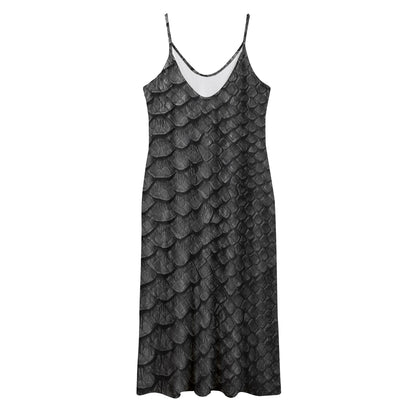 Black Snakeskin Print Jersey Midi Cami Dress