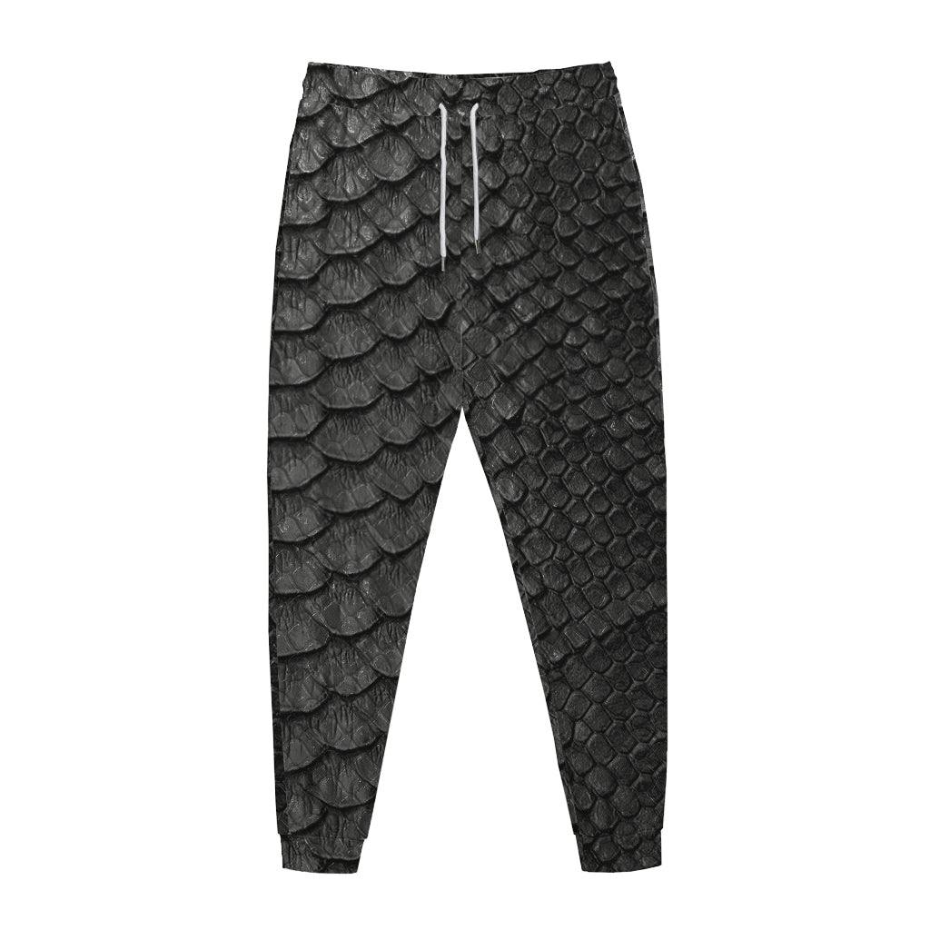 Black Snakeskin Print Jogger Pants