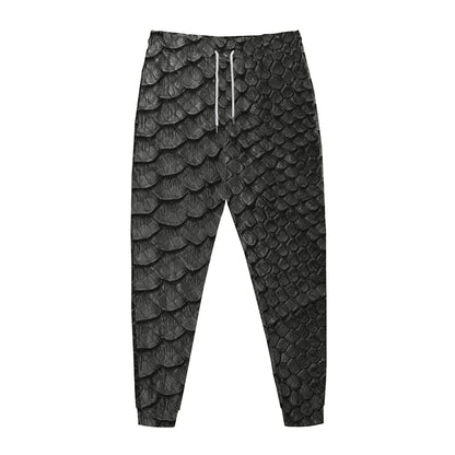 Black Snakeskin Print Jogger Pants