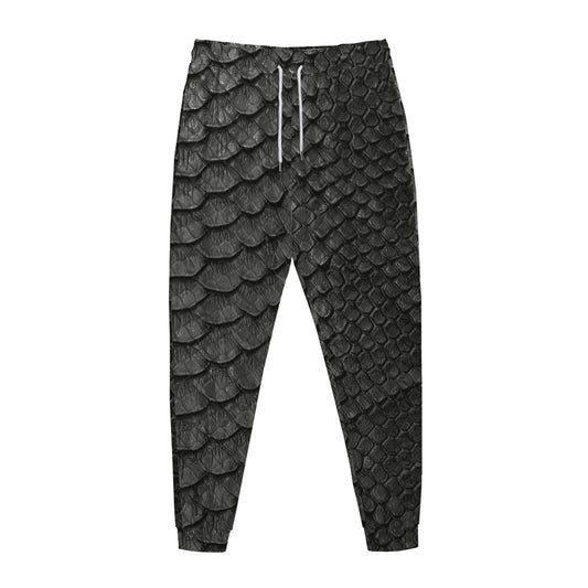 Black Snakeskin Print Jogger Pants
