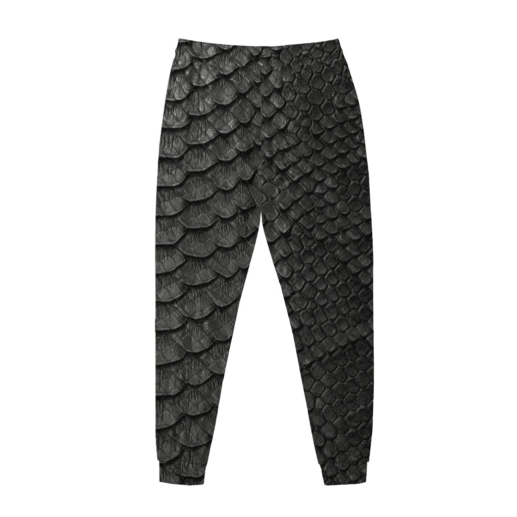 Black Snakeskin Print Jogger Pants
