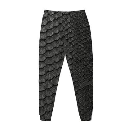 Black Snakeskin Print Jogger Pants