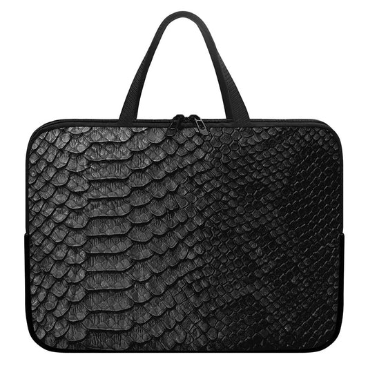 Black Snakeskin Print Laptop Sleeve With Handle