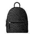 Black Snakeskin Print Leather Backpack