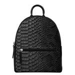 Black Snakeskin Print Leather Backpack
