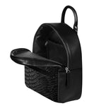 Black Snakeskin Print Leather Backpack