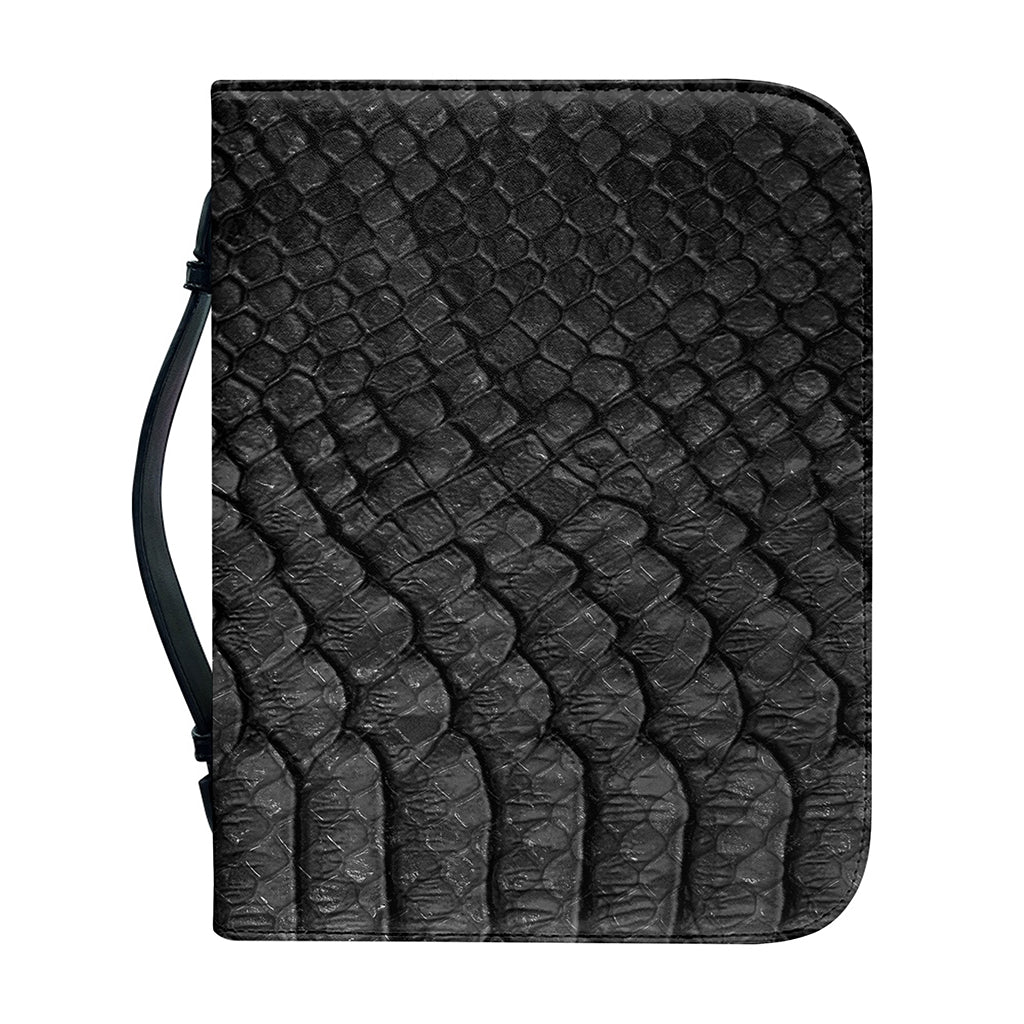 Black Snakeskin Print Leather Bible Cover