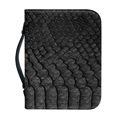 Black Snakeskin Print Leather Bible Cover