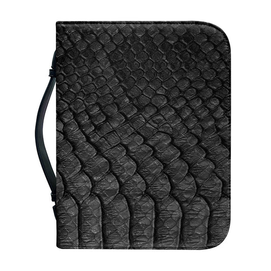 Black Snakeskin Print Leather Bible Cover