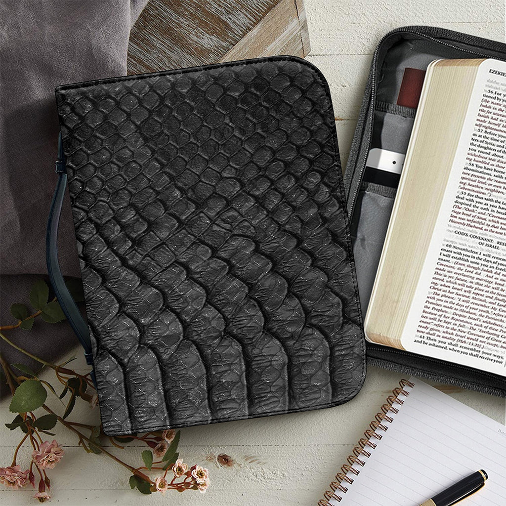 Black Snakeskin Print Leather Bible Cover