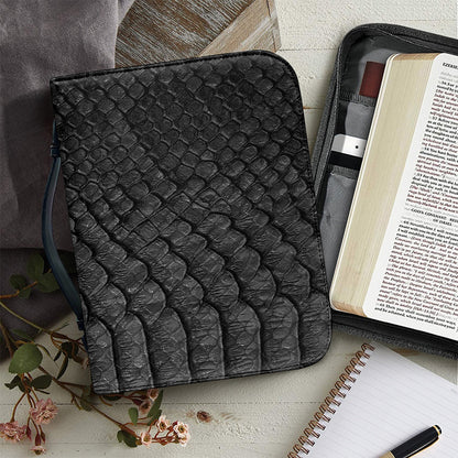 Black Snakeskin Print Leather Bible Cover