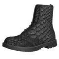 Black Snakeskin Print Lace-Up Boots