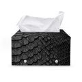 Black Snakeskin Print Leather Tissue Box Cover